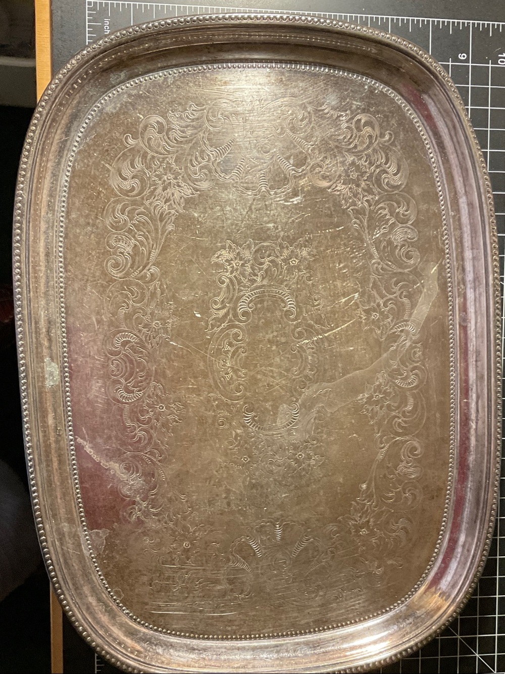 2 Towle Silver-Plated Trays with Engraved Mark - Picture 5 of 8